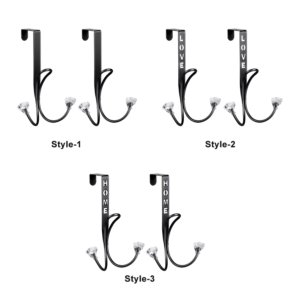 

2pcs Over The Door Punch Free Bag Hat Elegant Keys Coat Double Hanger Home European Style Organizer Bathroom Clothes Hook