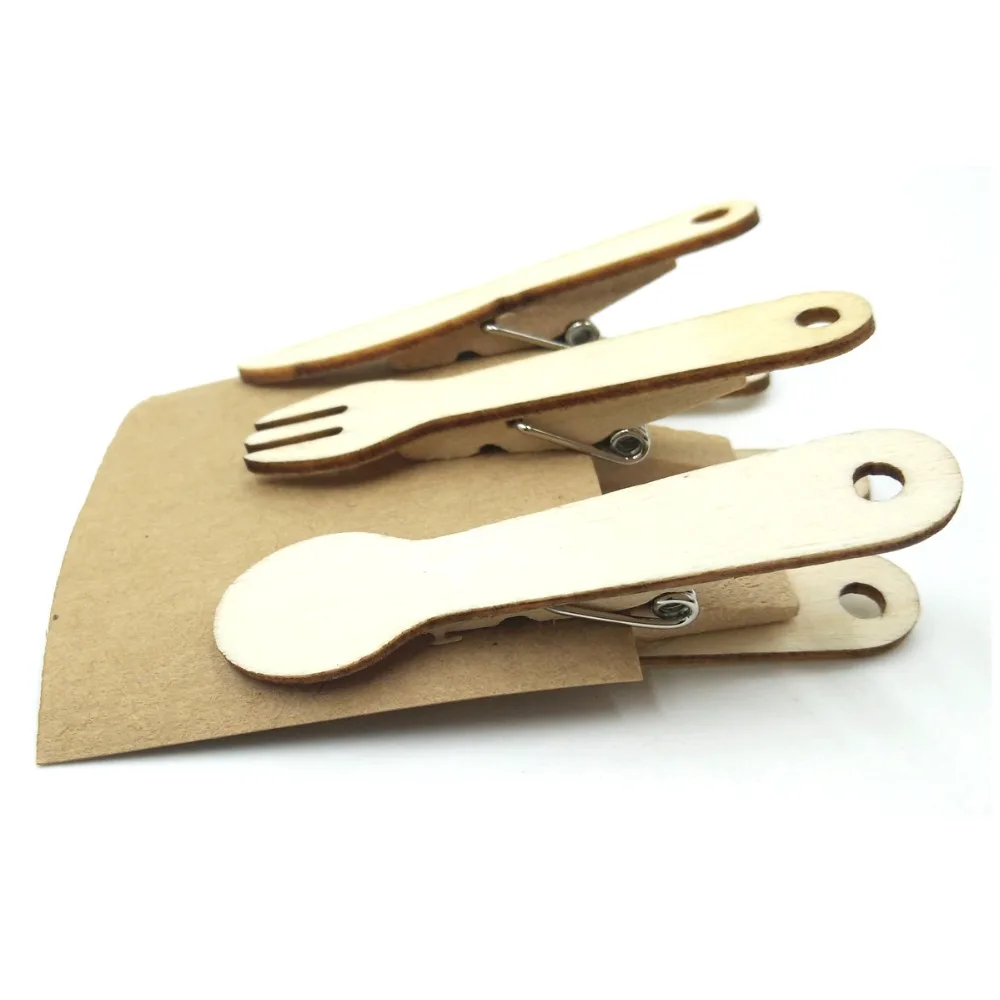 Деревянная посуда нож и вилка ложка зажим для закусок запайки папка билета