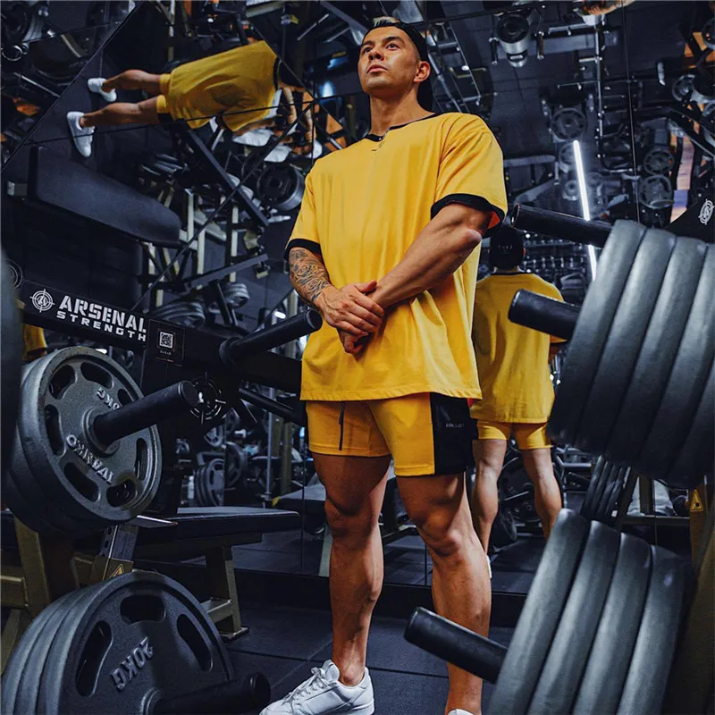 

2021 Summer Men Gym Fitness Running Shorts Letter Print Pants Elastic Waist Jogging Shorts Quick Dry Training Casual Male Shorts