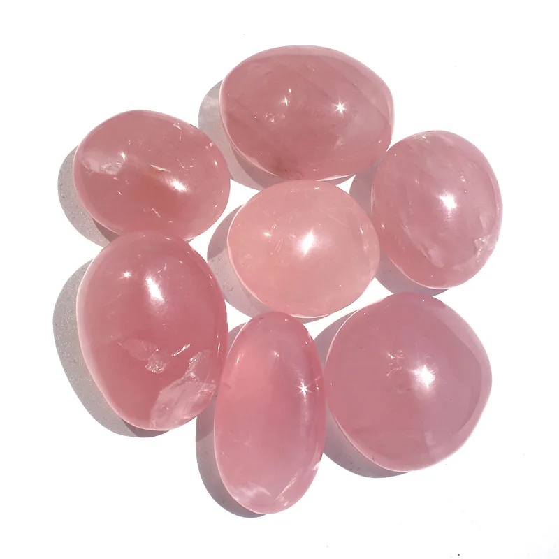 

1 Kg Hand Carved Polished Natural Rose Quartz Crystal Palm Stone