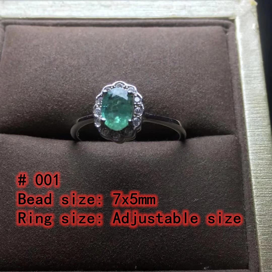 Регулируемое кольцо из 100% натурального изумруда серебро 925 пробы 7x5 мм подарок на