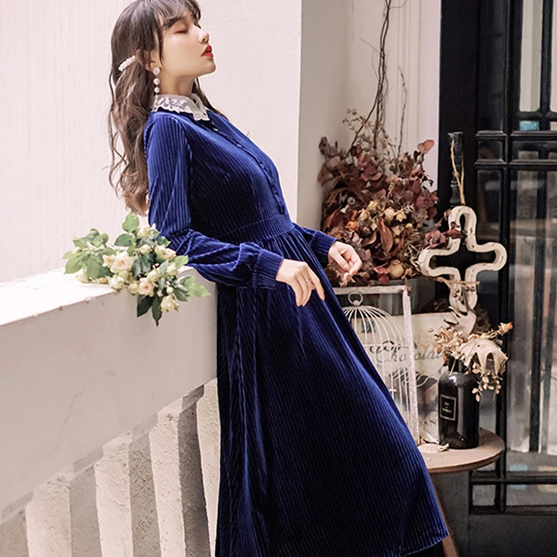 Новинка 2019 модное женское винтажное длинное платье на осень и зиму | Женская