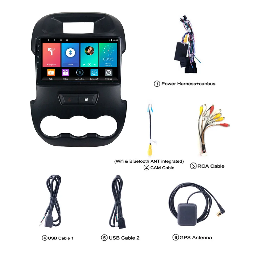 9 дюймов 2 din Автомобильный мультимедийный плеер Android 8 1 Wifi GPS навигация для Ford Ranger