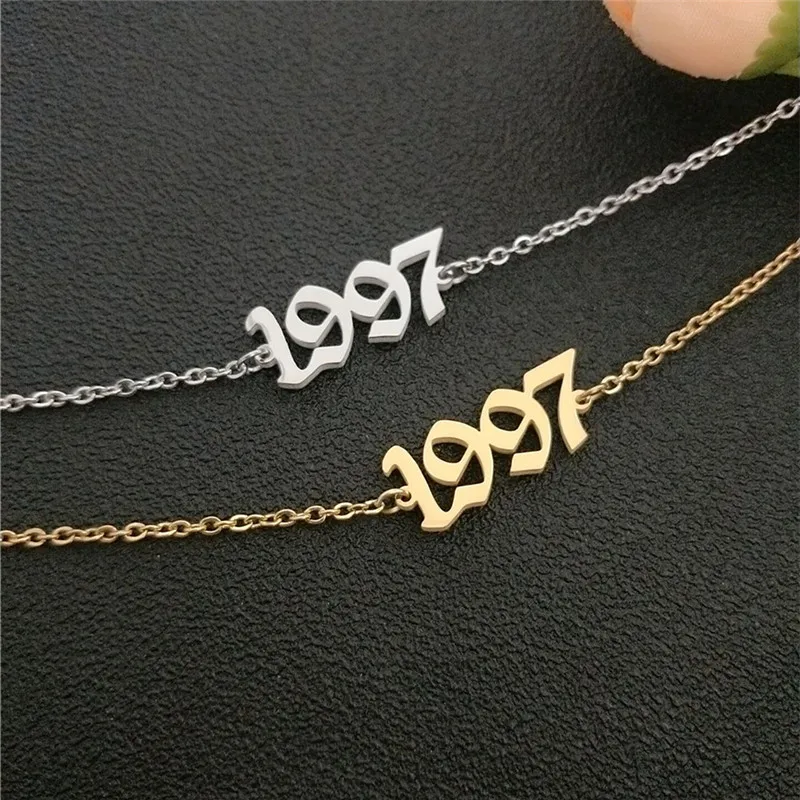 От 1991 до 2000, ножные браслеты для детей с датой рождения и цифрами в английском стиле, женский браслет BFF, ювелирные изделия, Tobilleras Pulsera Para Tobillo