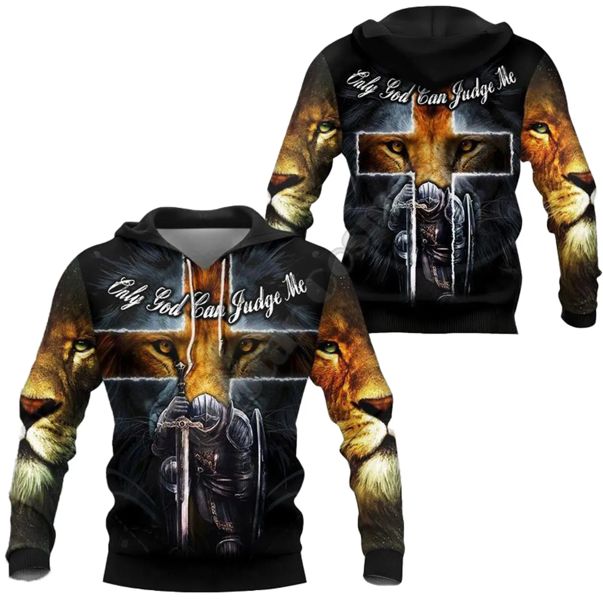 Мужской/женский свитшот с 3D-принтом рыцаря льва | Мужская одежда
