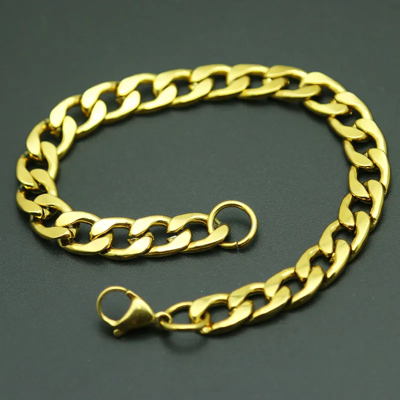 Популярный серебряный золотой панцирный браслет из кубинской цепи мужские