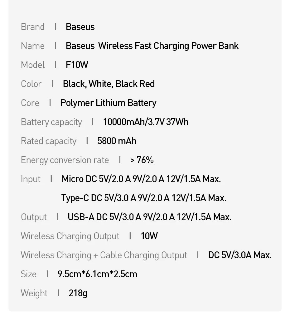 Baseus 10000 мАч Qi Беспроводное зарядное устройство банк питания для iPhone samsung huawei банк питания PD Быстрая зарядка 3,0 Портативный внешний аккумулятор
