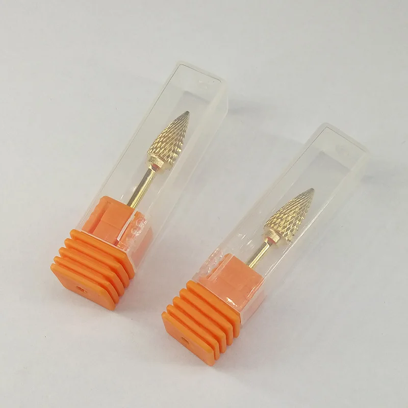 

1pcs Gold Tungsten Carbide Nail Drill Bit 3/32" Taper Cone Burr Bits For Manicure Electric Nail Drill Accessories Nail Mill