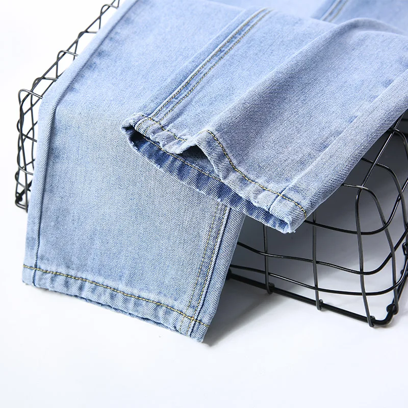 

Autumn Streetwear Women High Waist Straight Jeans Lady Students Wide Legs Length Pants Female Jeansy Comfort Cropped Trousers
