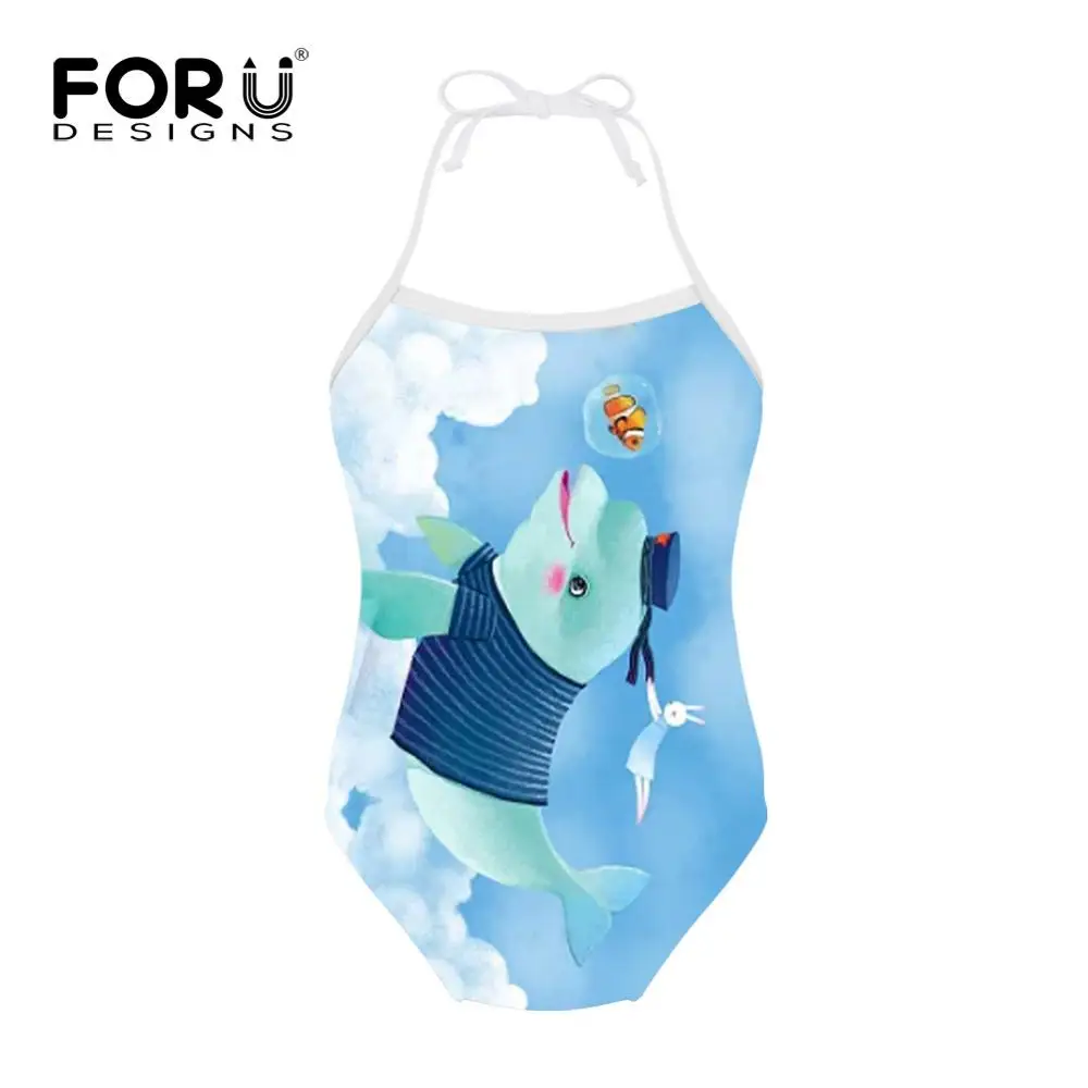HMP000BS FORUDESIGNS/милый цельный костюм с принтом дельфина; купальный костюм для девочек; детская одежда для купания; одежда для купания для малышей; летний купальный костюм - Цвет: HMP000BS