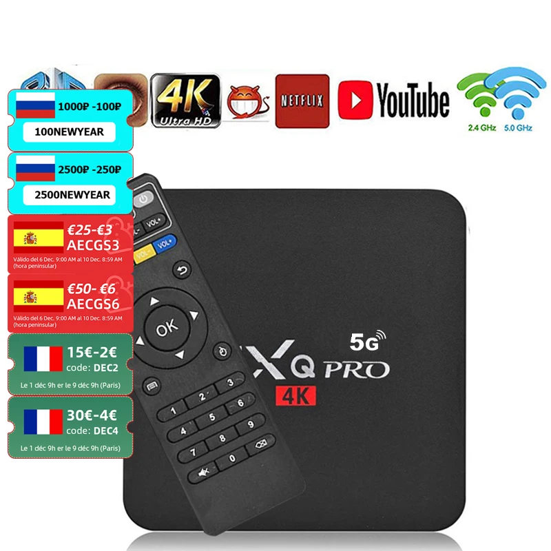 

2021Android 10.1For MXQpro RK3229 Smart TV Box HD 3D 2.4G WiFi Brasil Google Play Youtube Media Player 1GB 8GB Smart Set Top Box