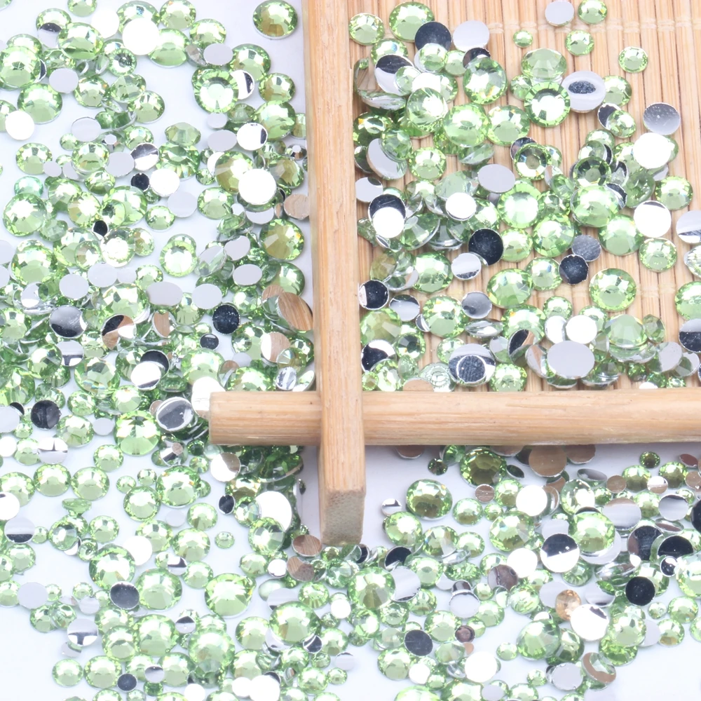 

Grass Green Non Hotfix Resin Rhinestones 2-6mm 1000-10000pcs Round Flatback Glue On Facets Diamonds DIY Scrapbook Decoration