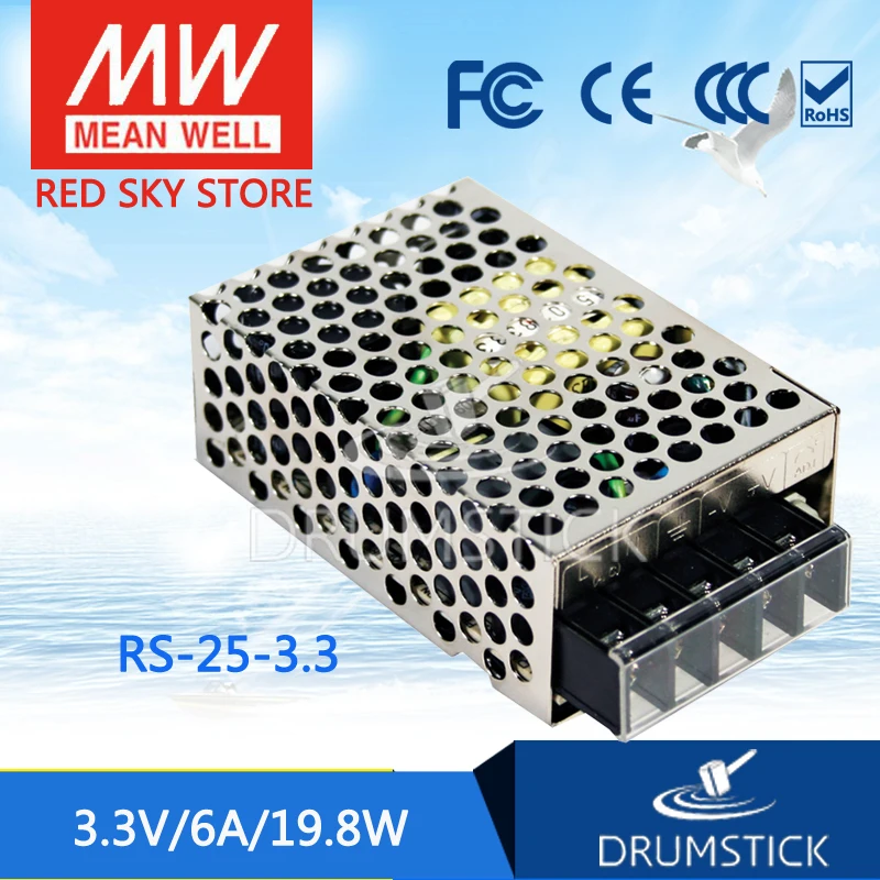 

friendly MEAN WELL 12Pack RS-25-3.3 3.3V 6A meanwell RS-25 3.3V 19.8W Single Output Switching Power Supply