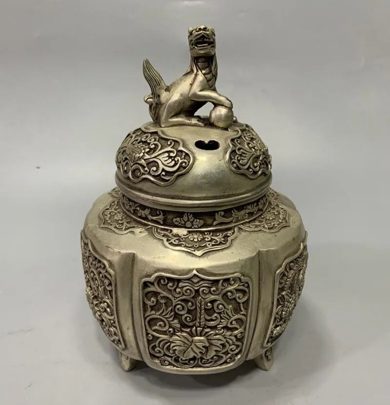 

Белый медный Лев Archaize, статуя курильницы