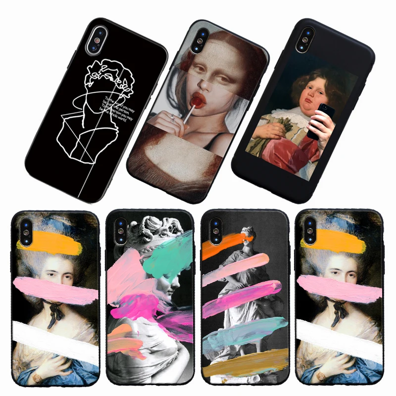 Абстрактный художественный чехол для iPhone X XS MAX XR Mona Lisa Funny Parody 7 8 6 6s Plus 5 5S SE|Бамперы|
