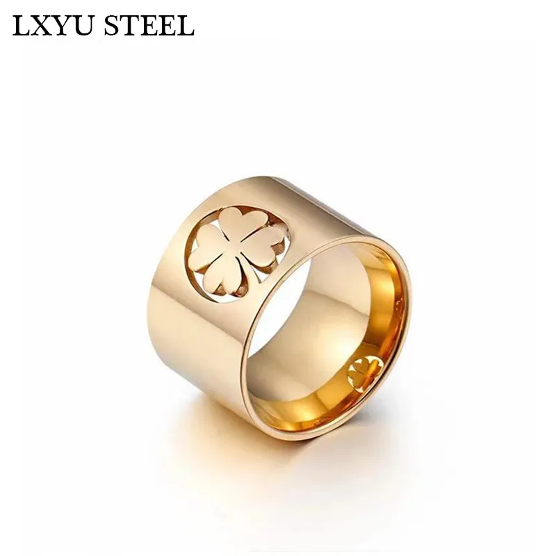 

High Polished Stainless Steel Clover Ring For Women Gold Color Finger Rings Fashion Jewelry Female Rings