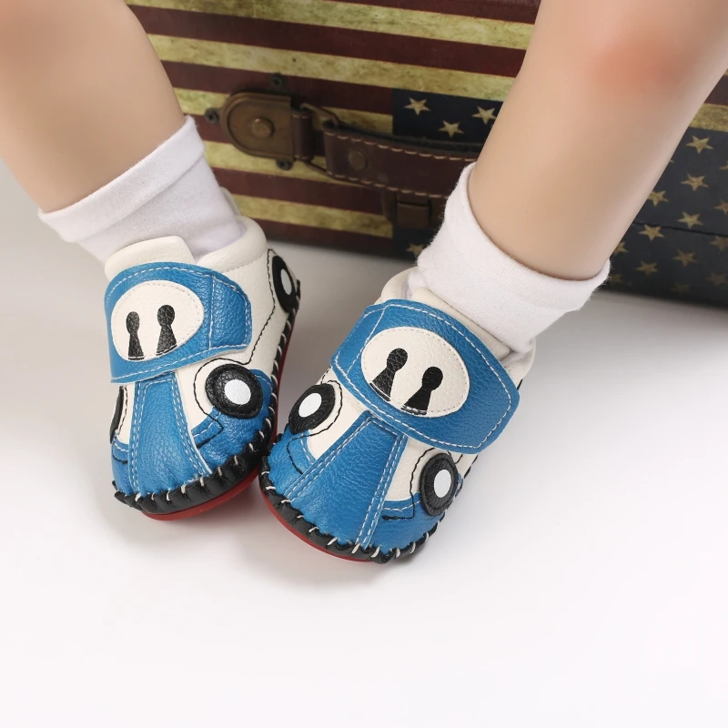 

2021 Newborn Baby Boy PU Leather Shoes Cartoon Car Soft Sole Anti Slip Prewalkers Toddle Children First Walkers