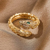 creative ins net red trend zodiac snake open ring european and american exquisite foreign trade real gold plating animal ring