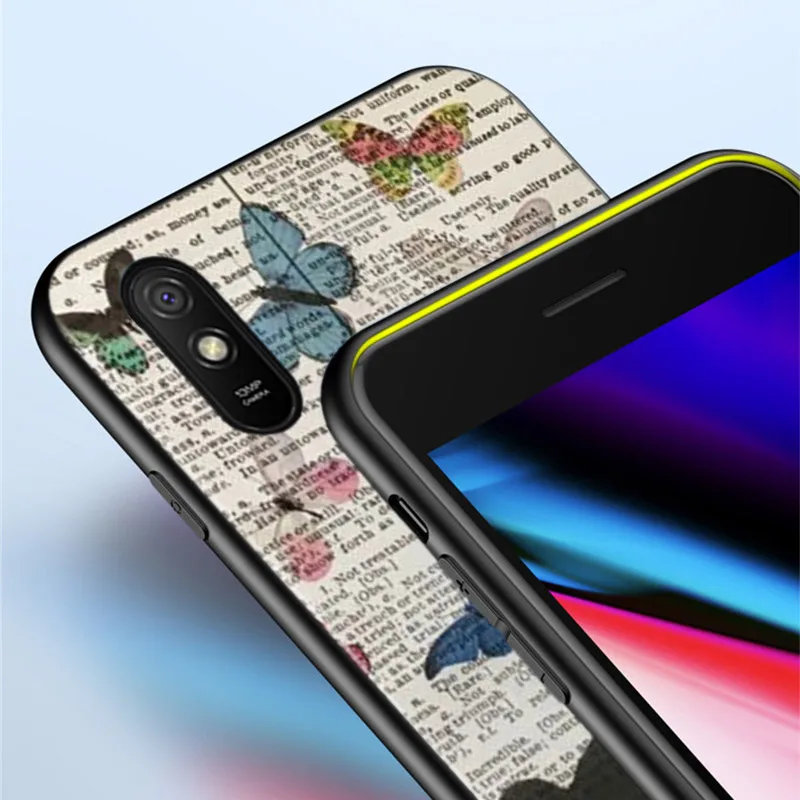 

Old Newspaper Butterfly Silicone Cover For Xiaomi Redmi K40 K30 K30i K30S K30T K20 10X GO Y2 Y3 Pro Ultra Phone Case