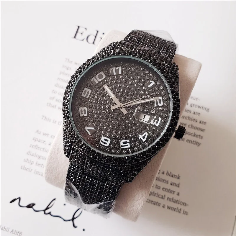 

Новинка 2022, мужские кварцевые часы, роскошные Брендовые Часы с алмазным циферблатом, мужские Модные наручные часы класса ААА, водонепроница...