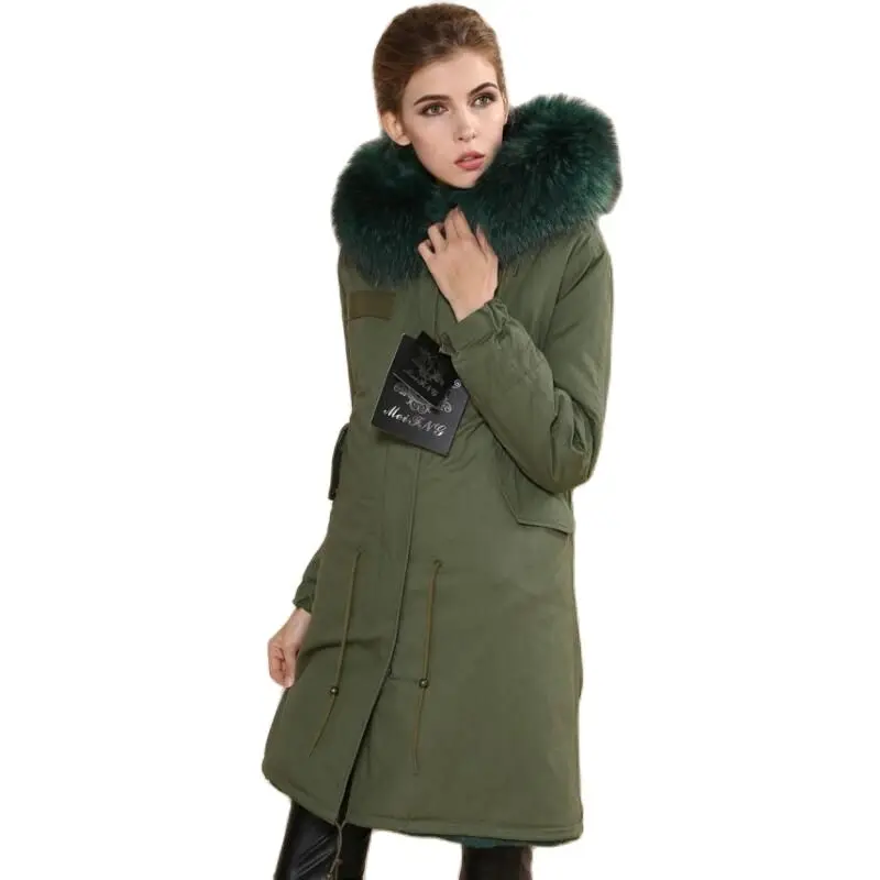 New Fashion 2017 Real fur coats for women large green collar coat parka factory supplier wholesale price | Женская одежда