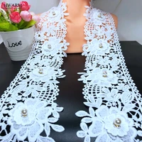 10yard 3d lace beads rhinestone african lace fabric ribbon 9 3cm high quality arts craft sewing trim wedding dress accessories