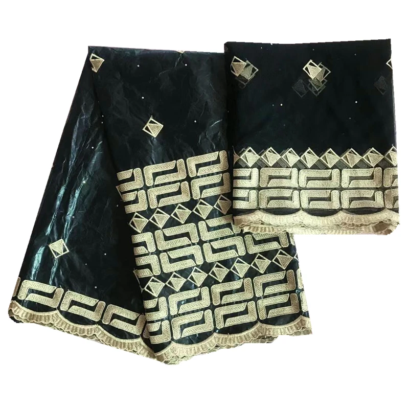 KY13097B2 Африканская ткань Базен riche ткань tissu africain хлопок вышитый Базен riche getzner с тюлем кружевной комплект африканская кружевная ткань - Цвет: KY13097B2