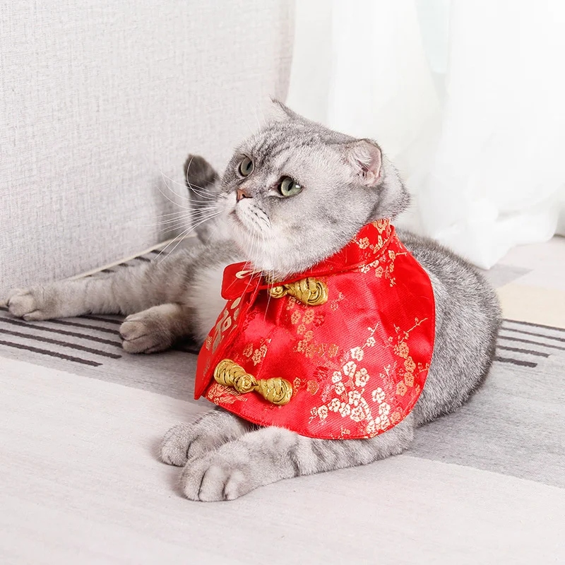 

Pet Tang costume cat cloak small red envelope New Year festive clothes dog cloak Christmas autumn winter warm