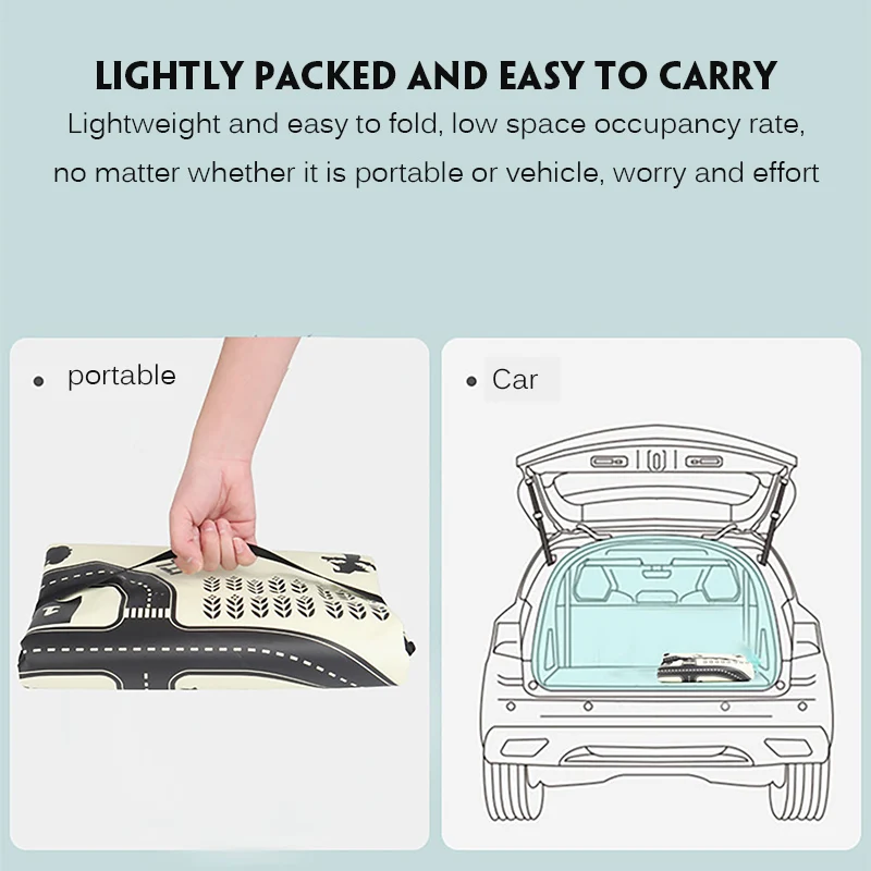 

Two Colors Car Park Play Mat Waterproof Parking Lot Rug Model Crawling Mat Multifunction Toy For 4-6 Years Old Children