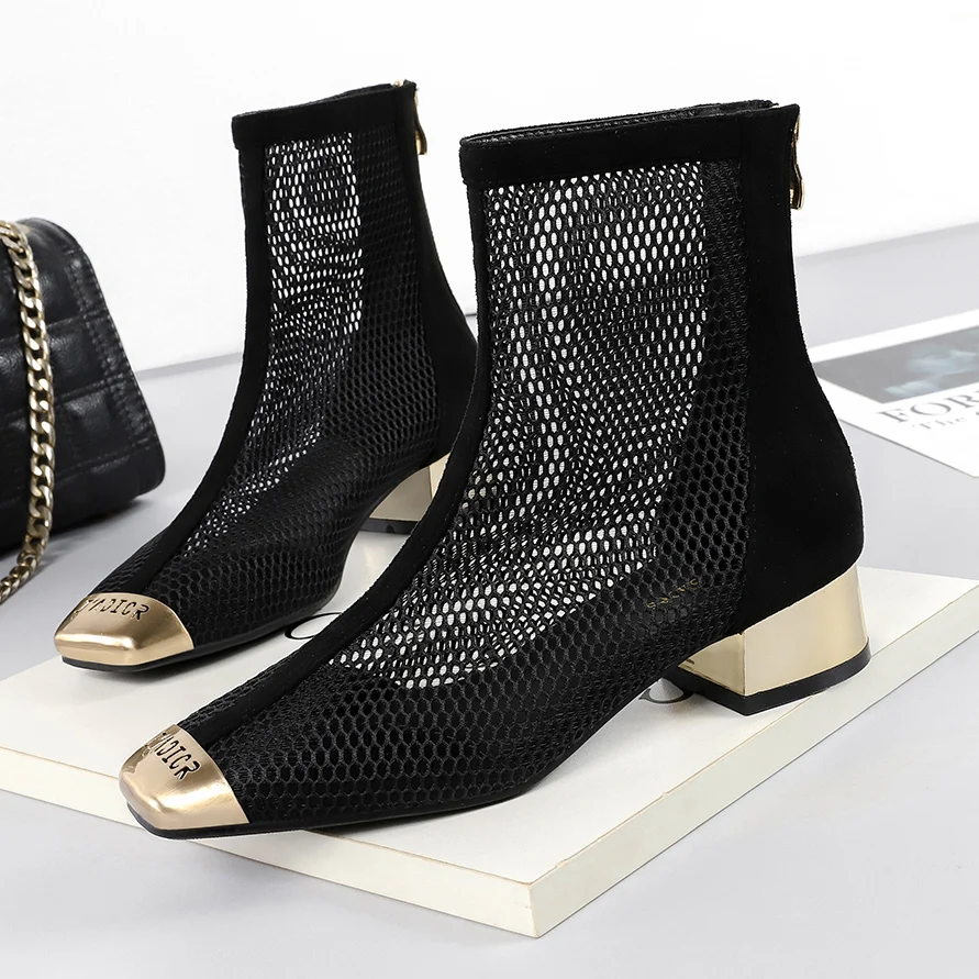 Lndividuality/дышащие ботильоны с металлическим квадратным носком и вырезами Новая