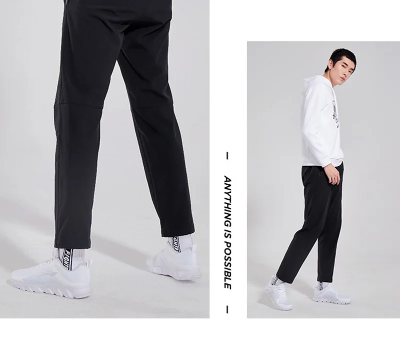 Li-Ning мужские штаны для бега, теплые флисовые 91.1% полиэстер 8.9% спандекс, подкладка, комфортные спортивные штаны, брюки AYKN387 MKY435