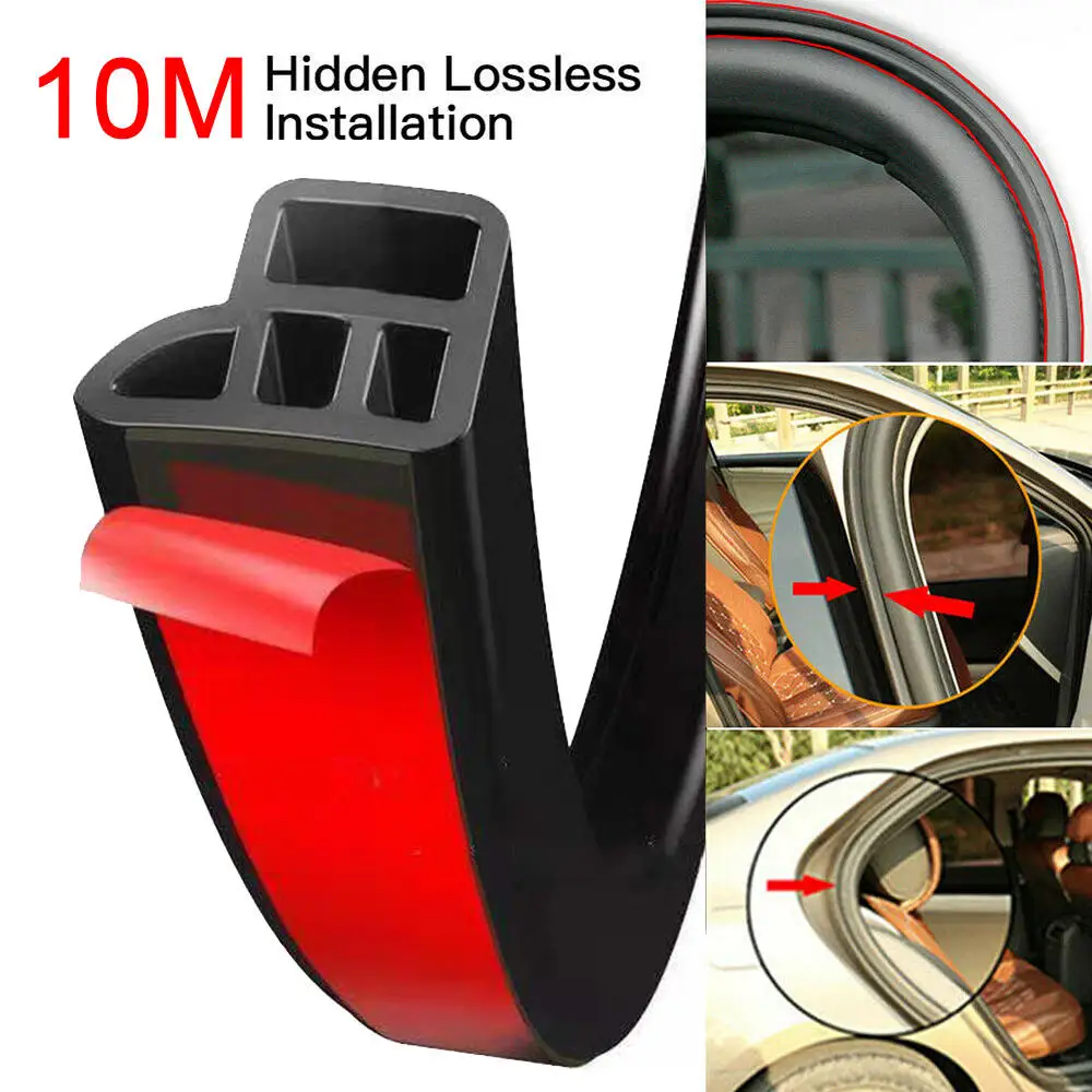 

10M Car Seal Strip Double Layer L-type Door Universal Sound Insulation Strip 1Pc