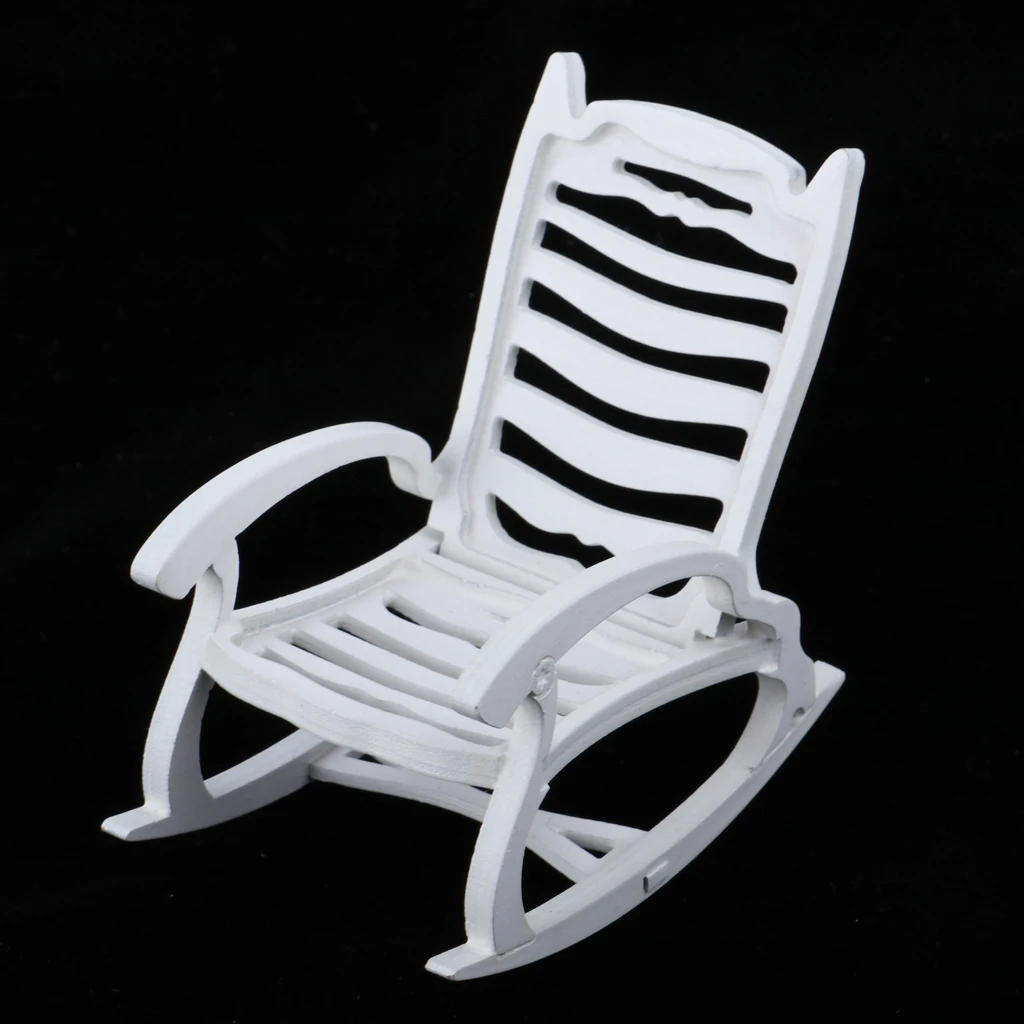 

1/12 Dollhouse Miniature Living Room Furniture Decor Wooden Rocking Chair
