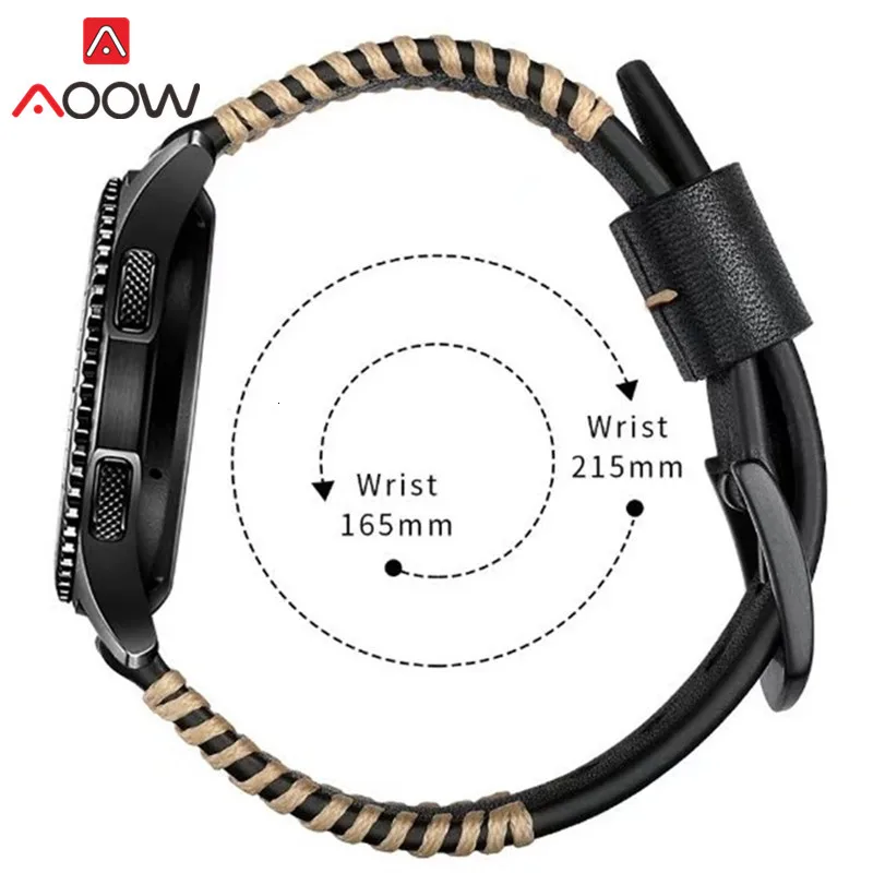 Ремешок для часов из натуральной кожи для samsung gear S3 Classic Frontier 22 мм швейный дизайн сменный Браслет ремешок для часов