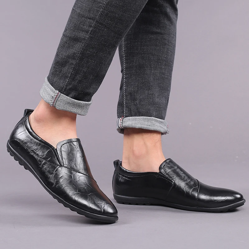 

Brand Soft Moccasins Men Loafers fashion slip on High Quality Genuine Leather Shoes outdoor handmade Mens Flats Driving Shoes