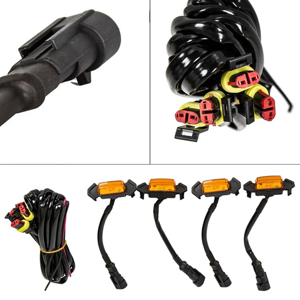 4 светодиодный Решетка фонари янтарного цвета 12V время катания в сборе для