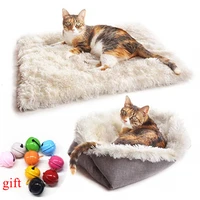 cats house pets mat plush foldable bed cats accessories winter warm small dogs bed carpet indoor cushion products pets supplies