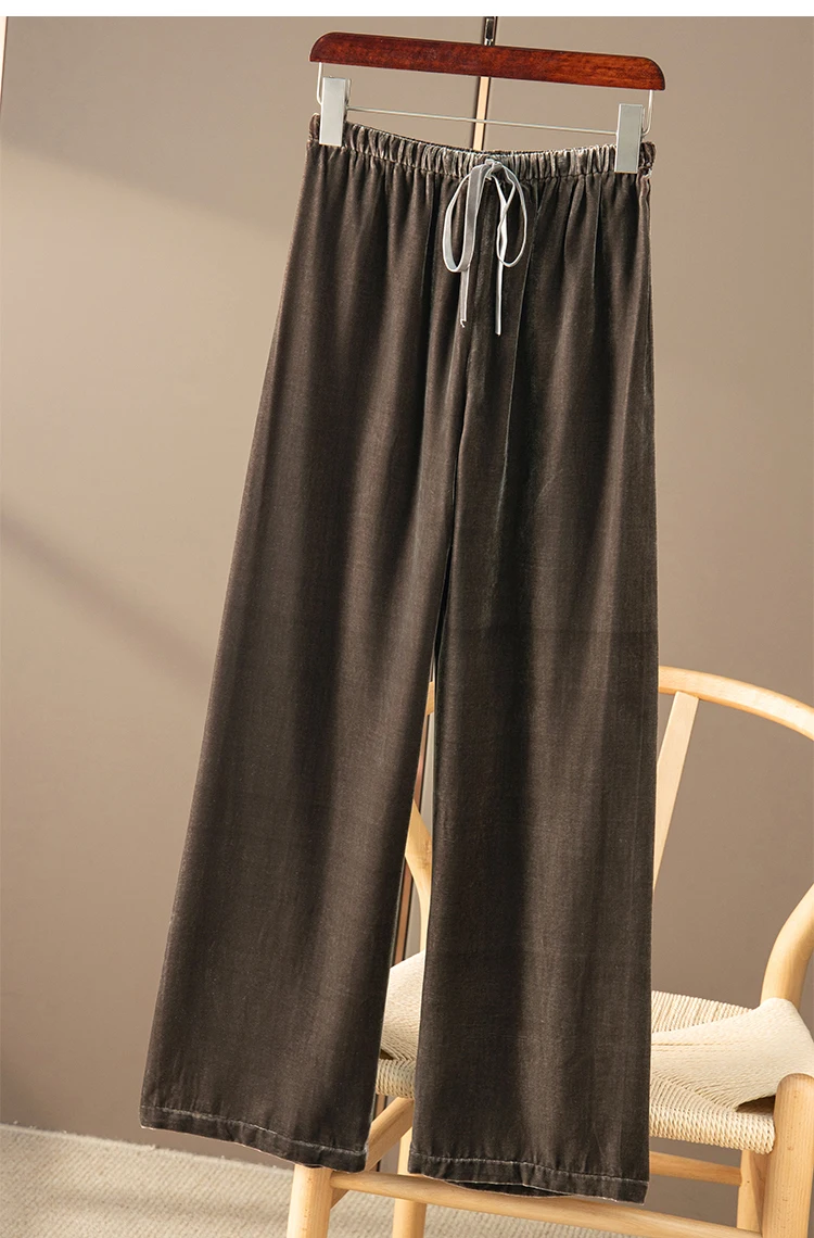 

Брюки женские с широкими штанинами, роскошные прямые шелковые бархатные штаны с высокой талией, Осень-зима