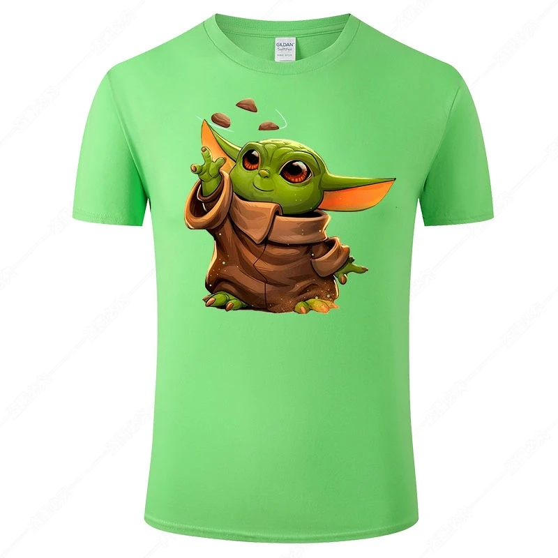 Крутая детская футболка Yoda для мужчин и женщин летняя хлопковая с коротким