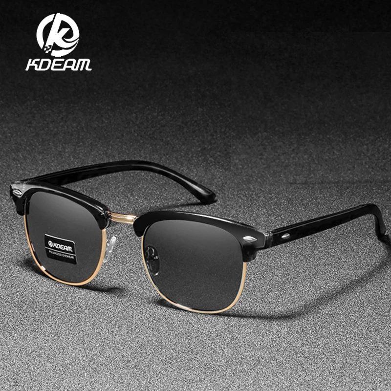 

Kdeam Polarized Sunglasses for Men and Women Brand Designer Semi-Rimless Frame Driving Sun glasses Shades 100% UV Blocking