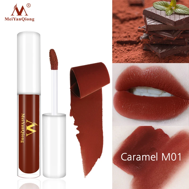 

MeiYanQiong Matte Long Lasting Lip Glaze Lipgloss Velvety Lipstick Liquid Non-fading Lip Makeup Waterproof Moisturizing Cosmetic