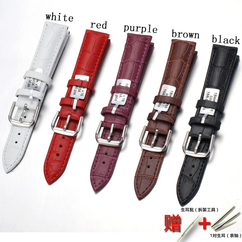 

Ремешок кожаный водонепроницаемый для мужчин и женщин, спортивный браслет высокого качества, Черный Коричневый Белый 12-24 мм, аксессуары для...