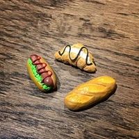 mini food car decoration mini hotdog croissant model car ornaments interior dashboard decoration car accessories birthday gift
