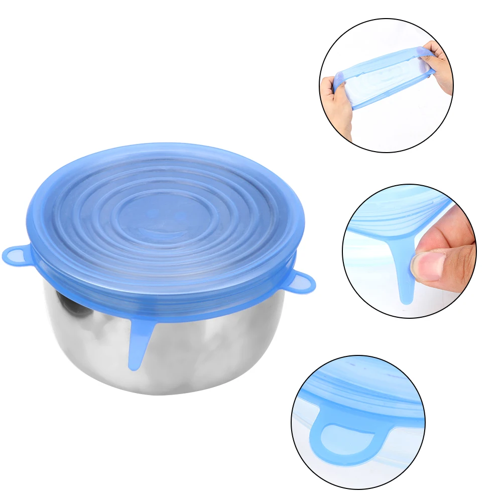 HILIFE Keeping Fresh Seal Pan Cooking 6 Pcs Silicone Stretch Lids Bowl Pot Lid Cover Reusable Food Wrap | Дом и сад