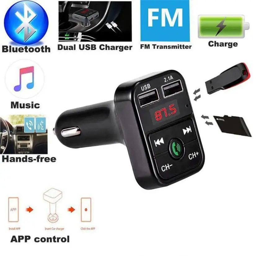 Handsfree transmisor fm bluetooth автомобильный комплект fm-радио Передатчик Автомобильный mp3 плеер USB зарядное устройство Быстрая зарядка мобильный телефон модулятор