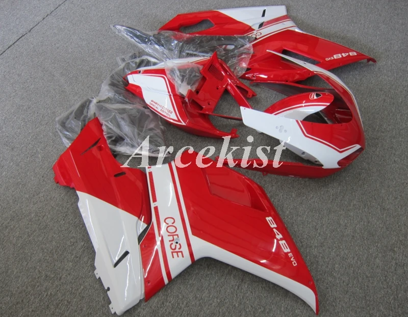 

New ABS Whole Fairings kit Fit for Ducati 848 evo 1098 1198 2007 2008 2009 2010 2011 07 08 09 10 11 Bodywork set Red white