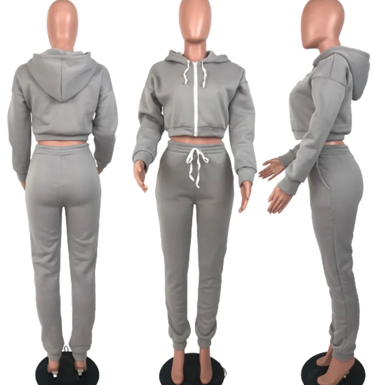 

2 Piece Outfit Hoodies Long Pant Set Women Winter Jogging Trousers Sweatshirt Pullover Warm Sports Tracksuit Sweatsuit Tops Sets