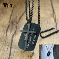 vnox personalized the bible cross dog tag necklaces for men women black stainless steel custom prayer christian jewelry