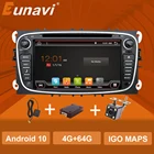 Автомагнитола Eunavi, 2 Din, Android 10, мультимедийный Видеоплейер с GPS для FORD Focus 2 II, Mondeo S-MAX, C-MAX, Galaxy 2Din, 4G, 64 ГБ, сенсорный экран