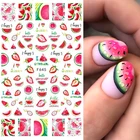 Летние 3D наклейки для ногтей, 1 шт., переводные наклейки для ногтей из серии фруктов, наклейки для ногтей с красивыми бабочками, Слайдеры для дизайна ногтей с цветами и листьями